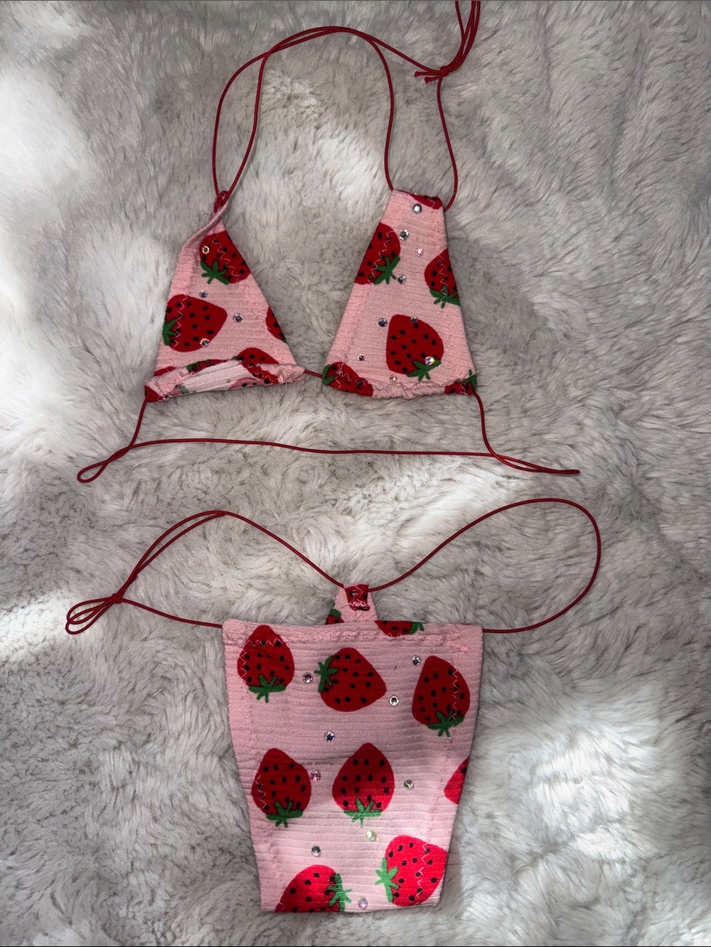 Pink Strawberry Print Micro Bikini Exotic Dancewear / Rave